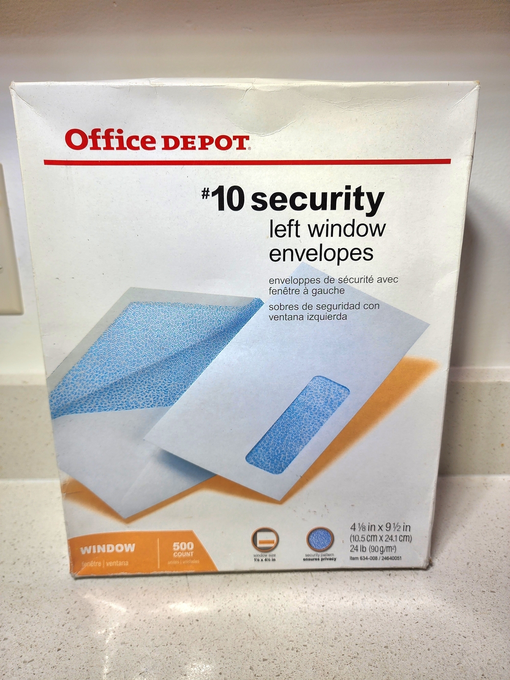 Window Envelopes  #10 Office Depot With Blue Security Tint New